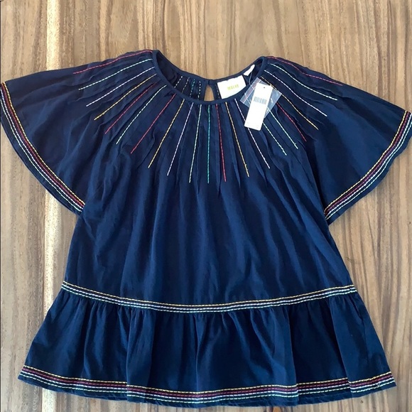 Anthropologie Tops - Anthropologie Blouse Cotton w/ Stitching Detail